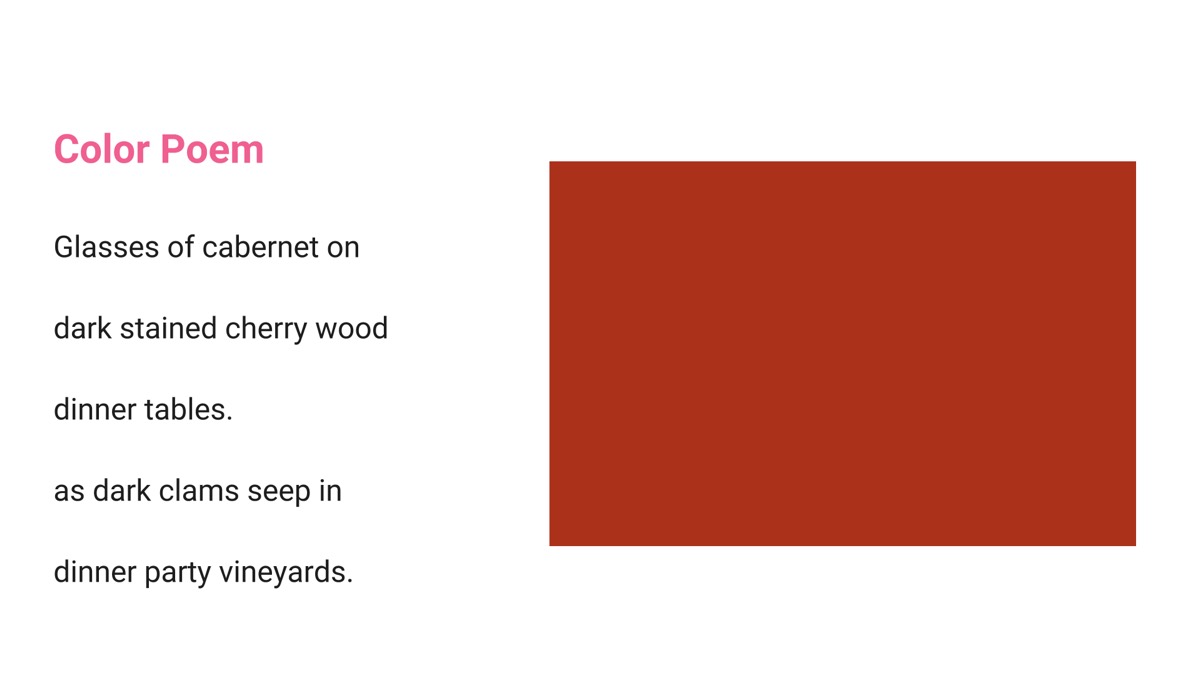 A short poem about cabernet on cherry wood beside a deep brick-red field