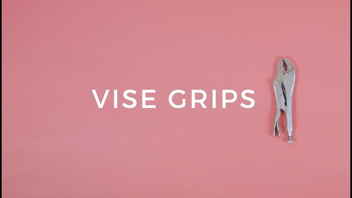 Vise grips on pink under the words VISE GRIPS